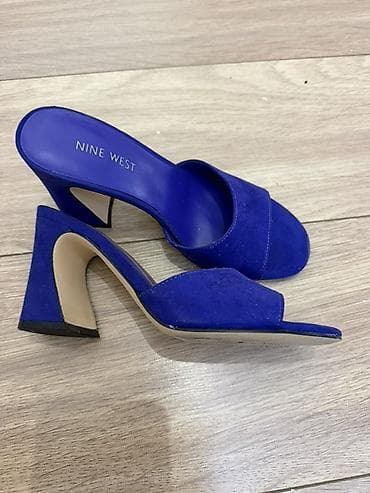nine: Босоножки-мули Nine West, насыщенный кобальтово‑синий цвет. - Модель — 2