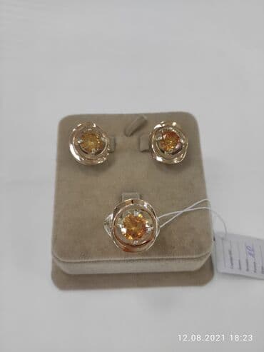 свадебные наборы ручной: Серебряный комплект Серебро+ золото 925/ пробы Набор с камнями под — 2