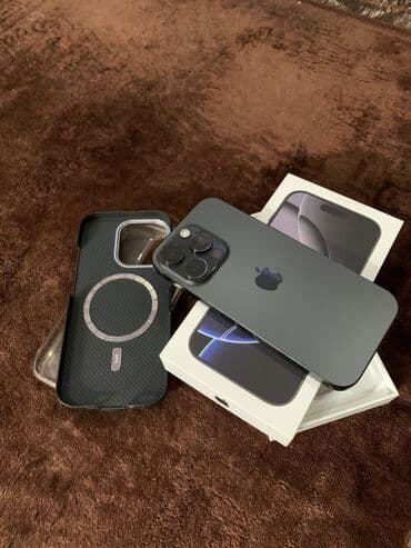 ipod pro: IPhone 16 Pro, Б/у, 256 ГБ, Black Titanium, Кабель, Коробка, 92 % — 1