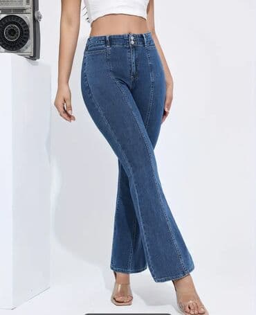 брендовая одежда бишкек: Джинсы, Клеш, Китай, Высокая талия, Стрейч, XL — 1