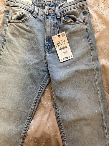 Джинсы, Клеш, Zara, Средняя талия, С бахромой, S