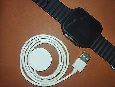 Акылдуу сааттар: Смарт-часы с прямоугольным экраном и черным рифленым ремешком — 4