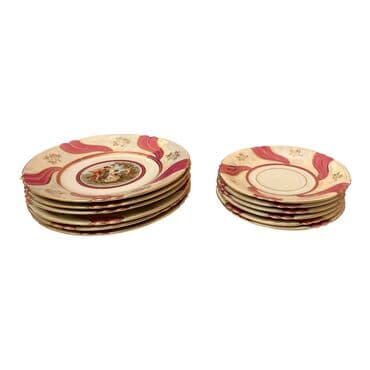 столовый сервиз мадонна: "МАДОННА" (Розовая лента) ГЕРМАНИЯ - 6 десертных тарелок и 6 блюдец — 3