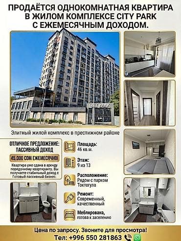 продаю дом дордой 1: 1 комната, 46 м², Парк Т.Сатылганова, Элитка, 9 этаж, Свежий ремонт — 1