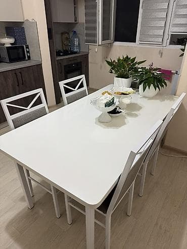 office table: Обеденный комплект: прямоугольный стол + 8 стула - Стиль: современный — 1