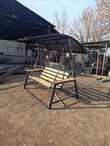 Ашкана буюмдары: Бакча селкинчеги Металл, Жөлөнгүчү менен, Чатыры менен — 5