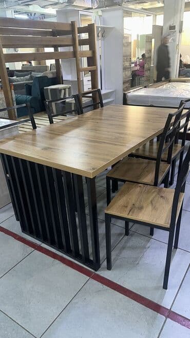 кухонный стол и стулья купить недорого: Кухонный стол и стул, Новый, Самовывоз, цвет - Коричневый — 1