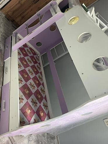 детские тазик: Двухъярусная детская кровать, Б/у, ЛДСП — 1