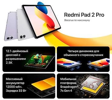 Планшет, Xiaomi, память 256 ГБ, 12" - 13", 5G, Б/у, Классический цвет - Серый