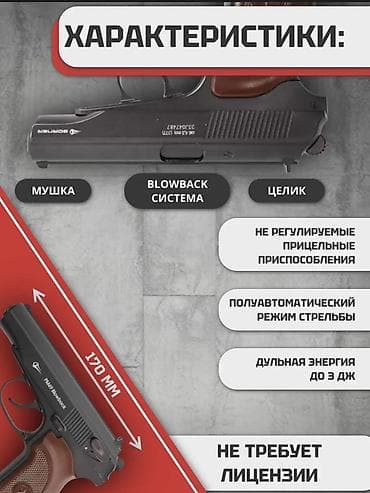 пистолет металический: Пневматический пистолет BORNER PM49 Blowback (прототип ПМ) Основное — 4