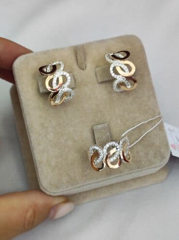 эксклюзивные свадебные пригласительные: Набор украшений, Проба 925, Женские, Новый — 4