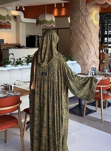 Айымдардын кийими: Абая с капюшоном и принтом - Свободный фасон с максимальной длиной и — 6