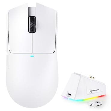 Игровая мышь Attack Shark X11 Tri-Mode (белая) с зарядной станцией