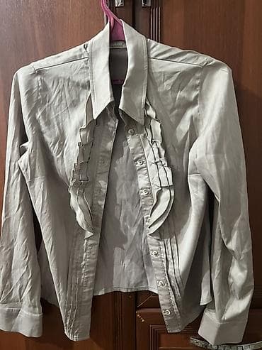 Блузка, Классикалык модель, Сатин, Solid print, Воландар менен — 1