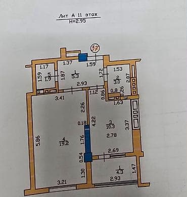 osh flat: 1 комната, 44 м², Ак-Кеме (старый аэропорт) Элитка, 11 этаж, Евроремонт — 3