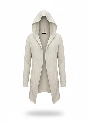 рубашки летние: Кардиган, Трикотаж, Длинная модель, Лето, С капюшоном — 1
