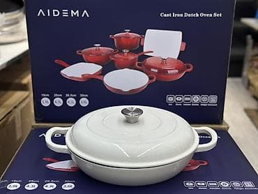 новые посуды: Чугунный набор посуды AIDEMA 7 в 1 (эмалированный, белый) Состав — 4