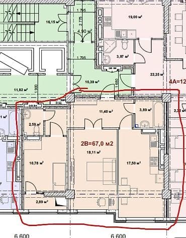2 комнаты, 67 м², Элитка, 9 этаж, Готовая ПСО (под самоотделку)