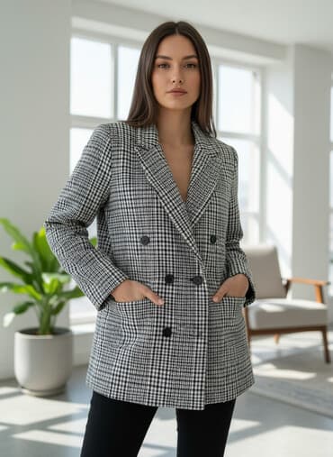 купить спортивный костюм женский недорого от производителя: Пиджак, Блейзер, Твид, В клетку, Италия, M — 2