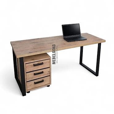 Стол в стиле лофт 150х60 см с тумбой | Усиленные ноги | Готовый