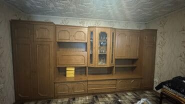 шкафы для гостинной: Гарнитур для зала, Б/у, Шкаф, ДСП, Самовывоз, цвет - Коричневый — 2