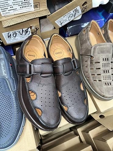 кожанные обуви: Мужские летние кожаные туфли/сандалии - Форматы: закрытые сандалии с — 2