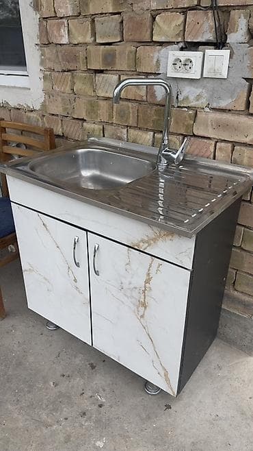 шкаф кухонный напольный: Тумба для кухни, С мойкой, Напольная, цвет - Белый — 1