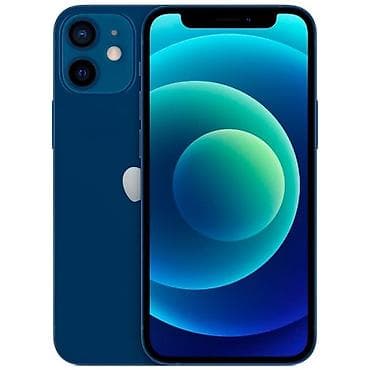 mini: IPhone 12 mini, Б/у, 64 ГБ, Синий, Зарядное устройство, Кабель, 77 % — 1