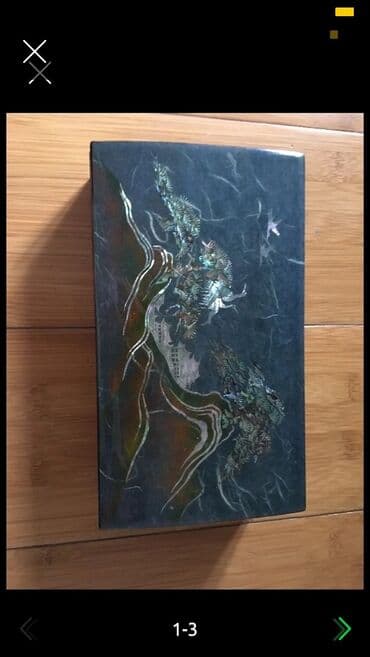 стол письменный б: Изящная шкатулка из натурального бамбука, переливающейся цвета морской — 1