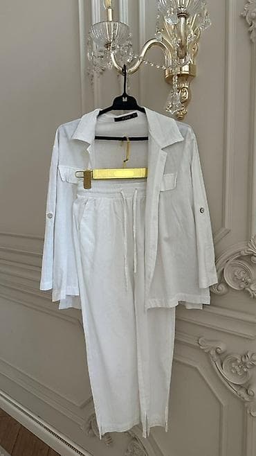 новорожденный одежда: Брючный костюм, Прямые, Рубашка, Лен, Лето — 4