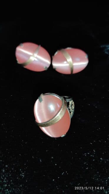 набор пандора: Серьги, кольцо(серебро, кошачий глаз) — 2