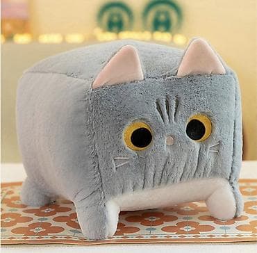 Плюшевая подушка-игрушка «Кубик-кот» 30 см - Форма: куб с ушками и
