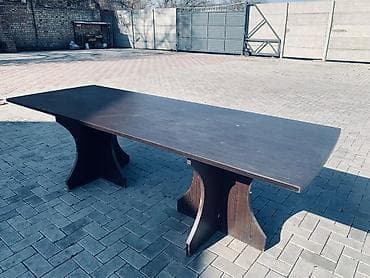 Офисные столы: Офисный стол, Б/у, Нерегулируемый, цвет - Коричневый, Прямоугольный, Дерево — 1