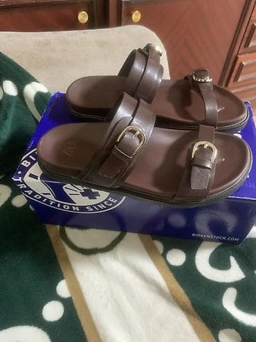 Босоножки, сандалии, шлепанцы: Босоножки, 37, Birkenstock, Б/у, цвет - Коричневый, Самовывоз — 2