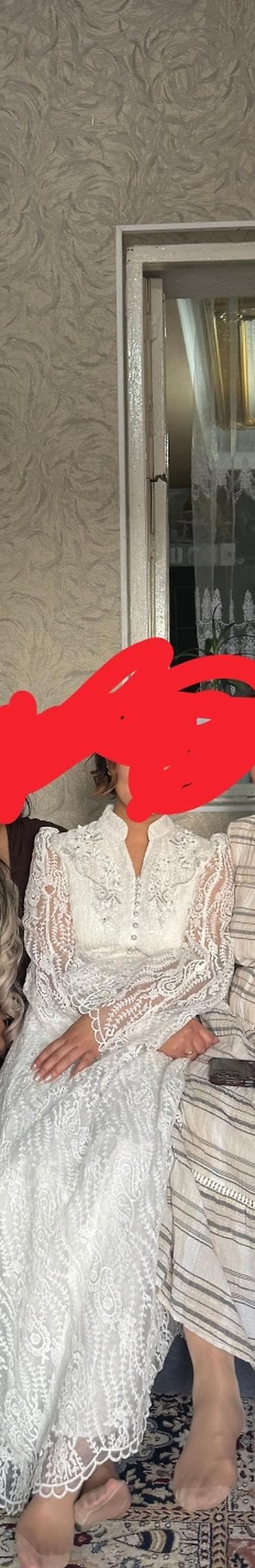 Свадебные платья и аксессуары: Ажурное белое платье в пол - Элегантный силуэт A-line, длина до пола — 2