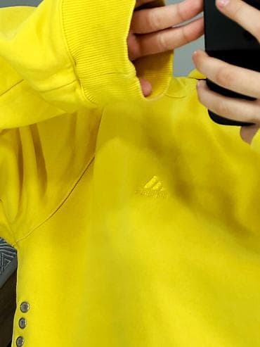 толстовки adidas: Жёлтое худи Adidas - Яркий насыщенный жёлтый цвет - Классический крой — 2
