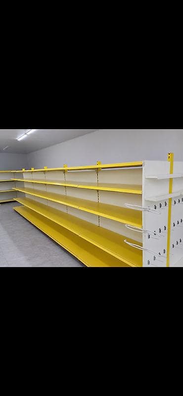 весы большие: Продаются торговые стеллажи (полки) для магазина. Цвет — ярко-жёлтый — 4