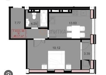 elegance stroy: 1 комната, 49 м², Элитка, 12 этаж, Готовая ПСО (под самоотделку) — 3