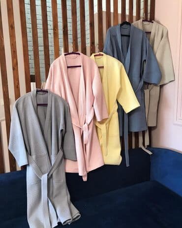 домашние халаты больших размеров: Халат, Вафельное полотно, S, XS, M — 1