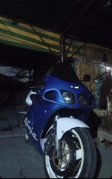 Спортивный мотоцикл Kawasaki Ninja (серия ZX) в синем цвете. Основные — 3