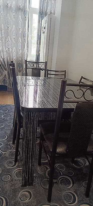 кухонный гарнитур дешевый: Кухонный стол и стул, цвет - Черный — 3