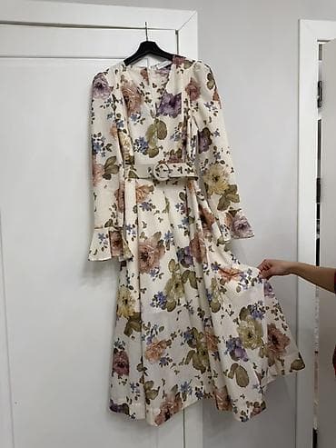 нежный: Повседневное платье, Китай, Лето, Длинная модель, Лен, M — 3