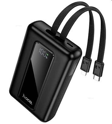 mac safe: Внешний аккумулятор Hoco (черный) - Встроенные два кабеля: USB‑C и — 2