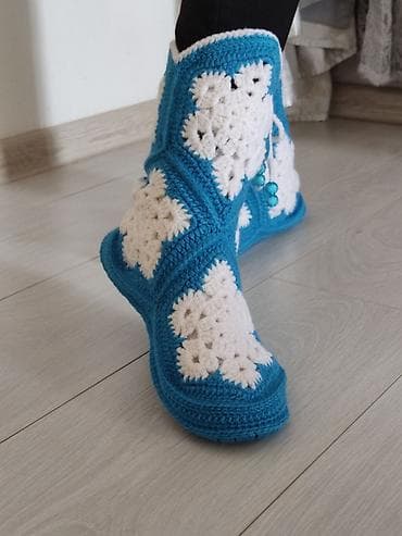 голубые: Домашние тапочки, 38.5, Новый, цвет - Голубой, Самовывоз — 8