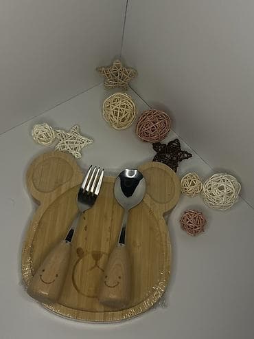 Детский набор для питания из бамбука - Комплект: тарелка в форме at lalafo.kg Детский набор для питания из бамбука - Комплект: тарелка в форме