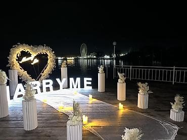 Романтическое оформление для предложения руки и сердца на