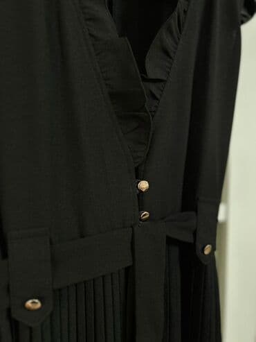 длинные платья с рукавами для полных: Повседневное платье, Made in KG, Осень-весна, Длинная модель, Креп, Сарафан, L — 3