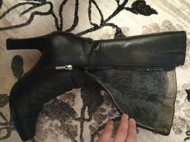 Сапоги: Женские кожаные сапоги, внутри натуральный мех. б.у в отличном — 2