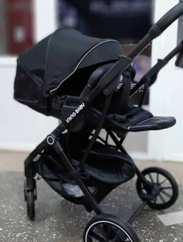 удобные коляски для новорожденных: Коляска, цвет - Черный, Б/у — 2