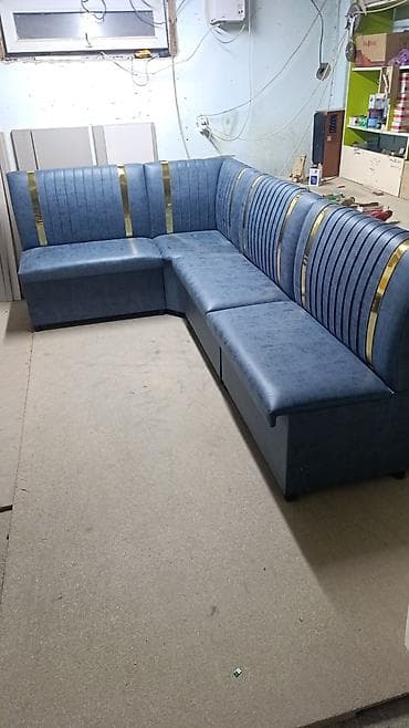 угловой кожаный диван: Кухонный мягкий уголок, Другой материал, цвет - Серый — 8